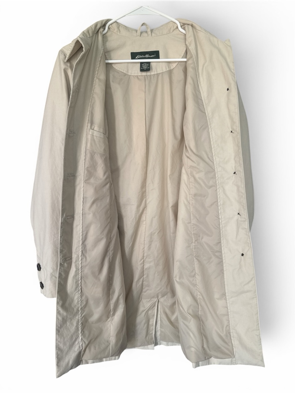 NWOT - Eddie Bauer Light Cream Button-Front Trench Coat - Picture 5 of 6